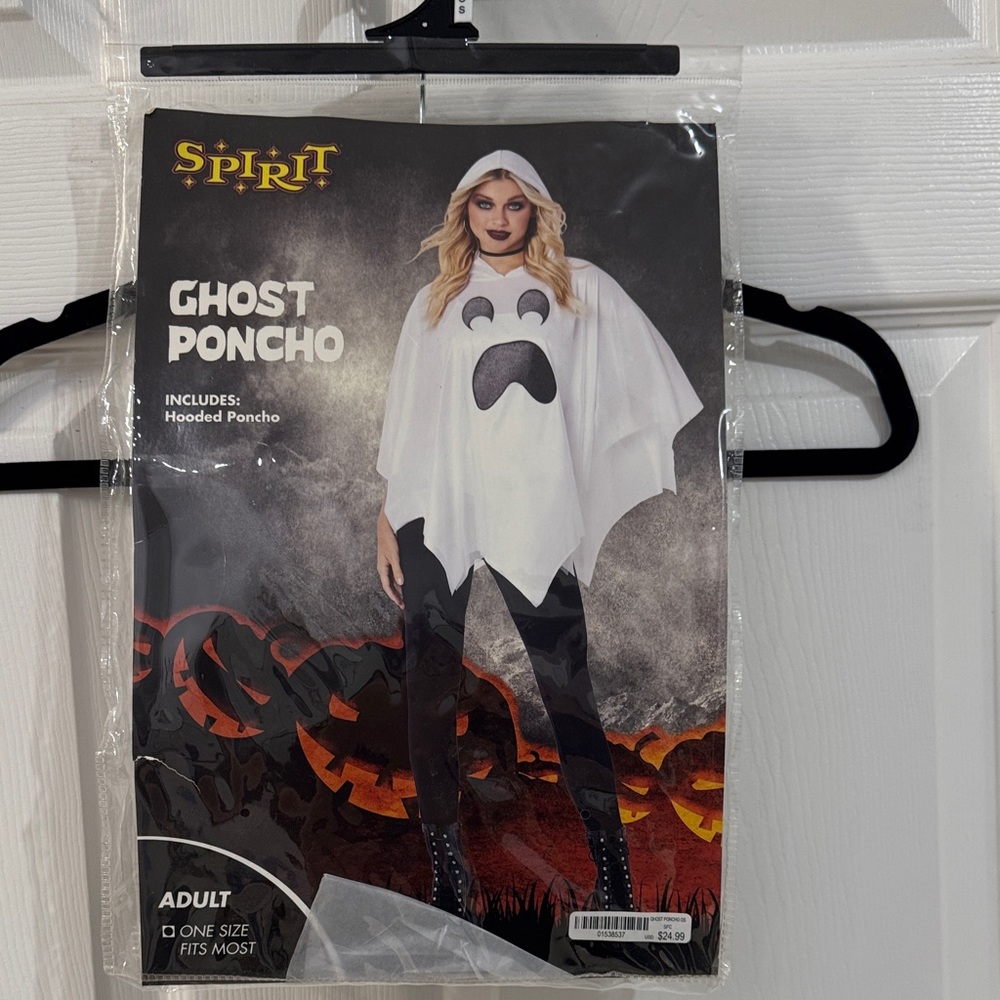 Spirit Ghost Poncho Costume for Kids - White and Black